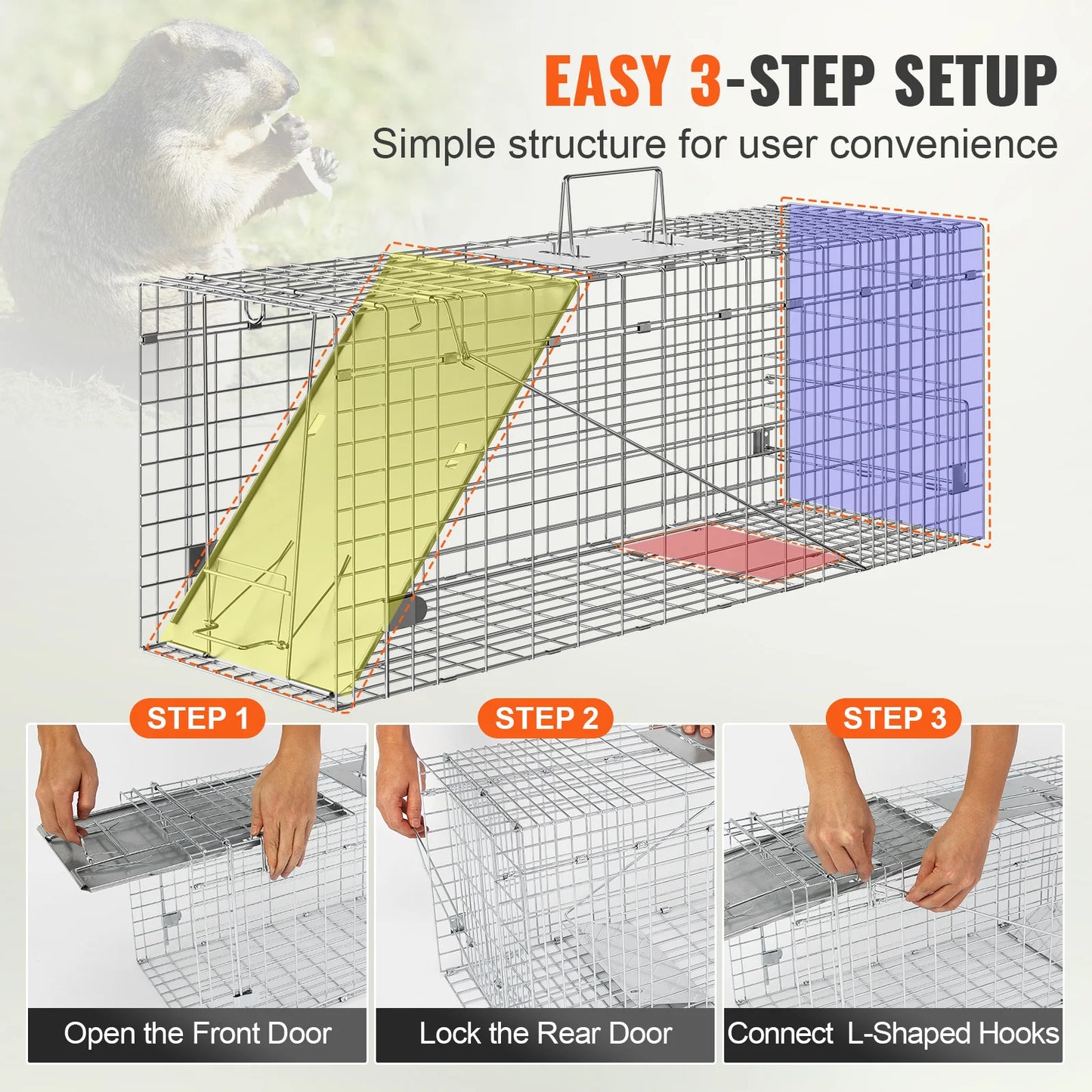 Cage Trap Humane Trap Galvanized Iron Folding