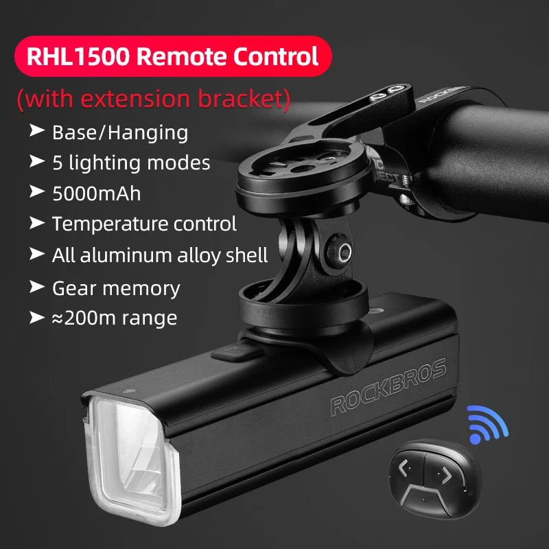ROCKBROS Bike Front Light 1500LM 5000mAH Battery