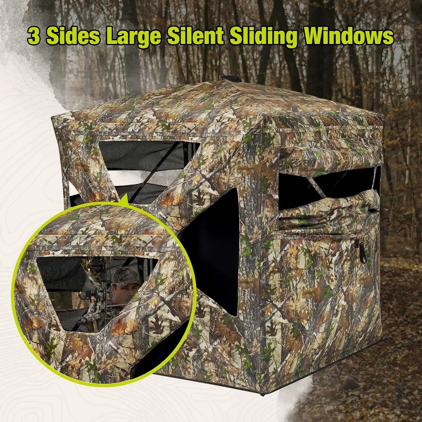Hunting Blind 270°See Through W/ Silent Magnetic Door