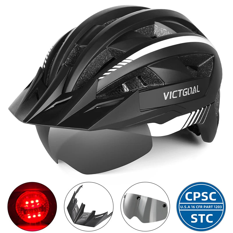 Road Bike Helmet Men Women Visor Rear Light