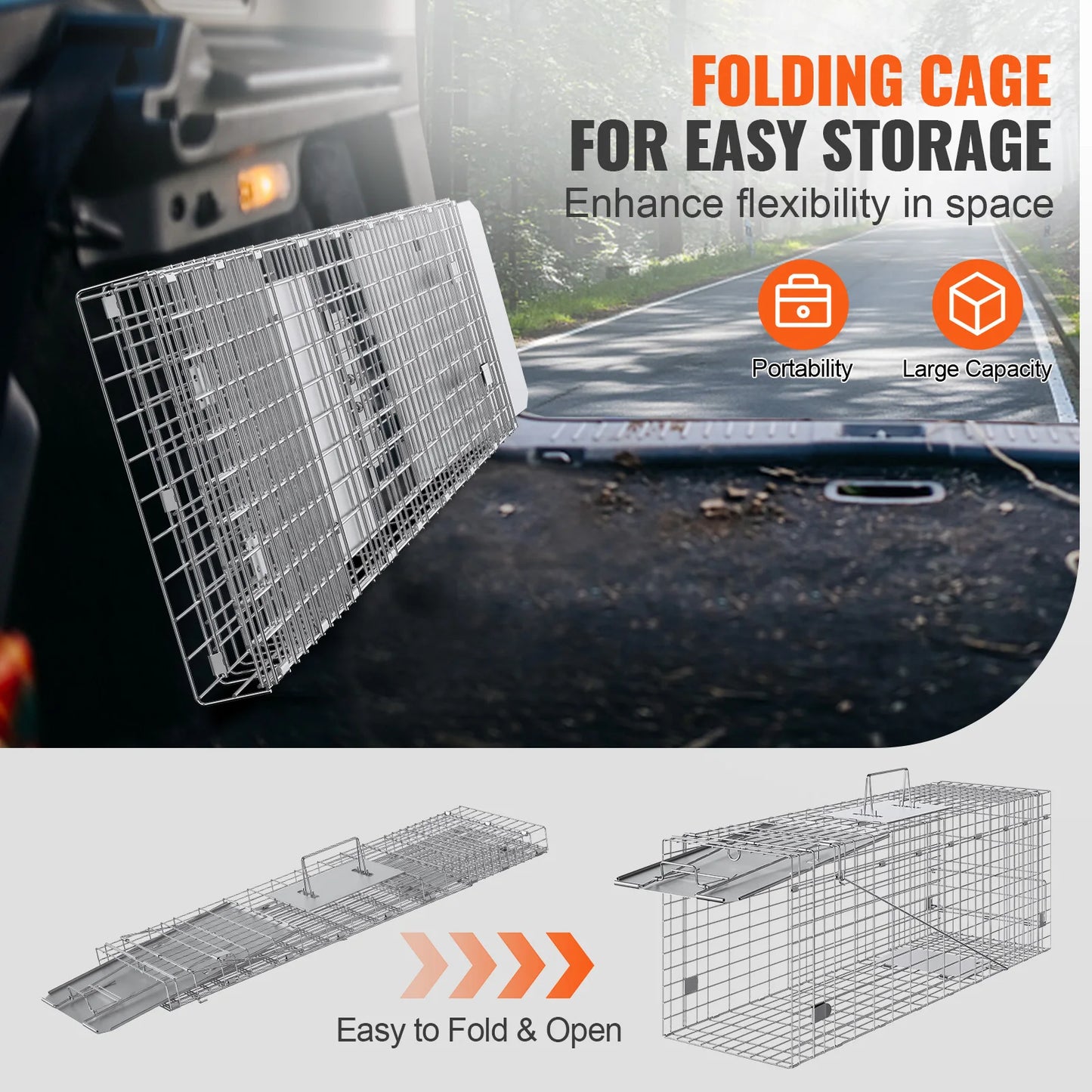 Cage Trap Humane Trap Galvanized Iron Folding