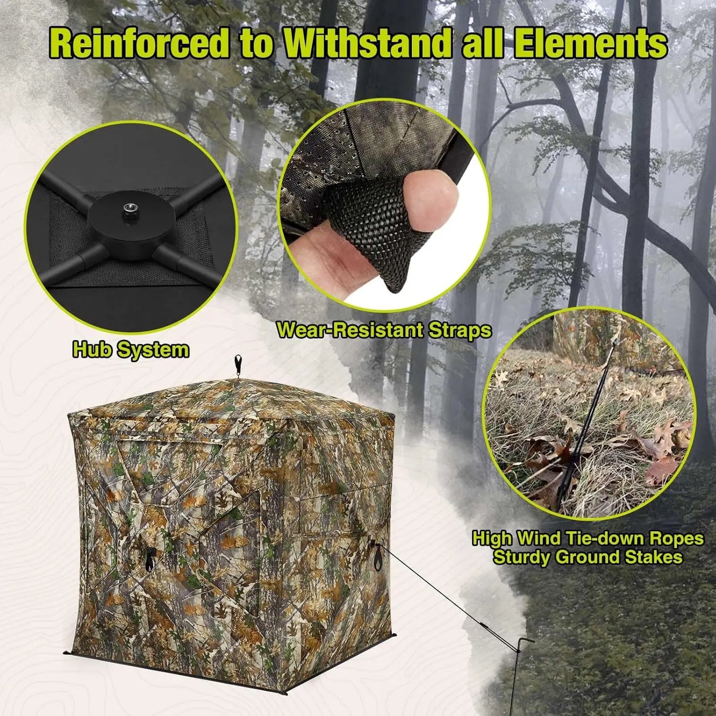 Hunting Blind 270°See Through W/ Silent Magnetic Door