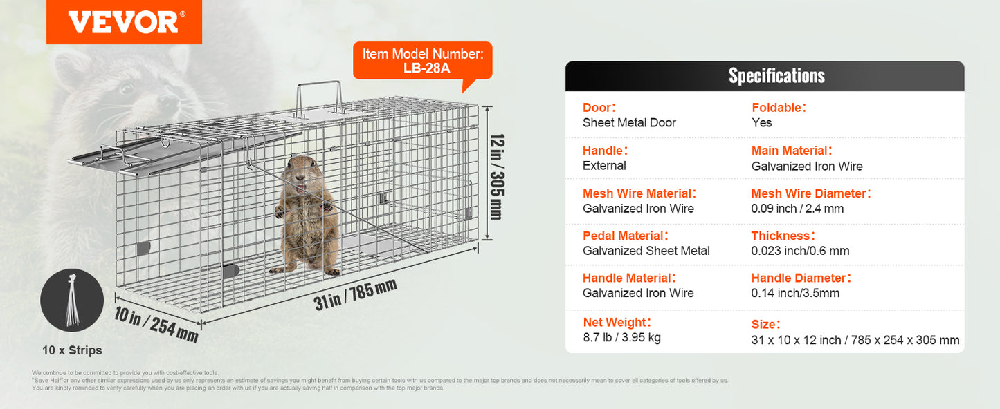 Cage Trap Humane Trap Galvanized Iron Folding