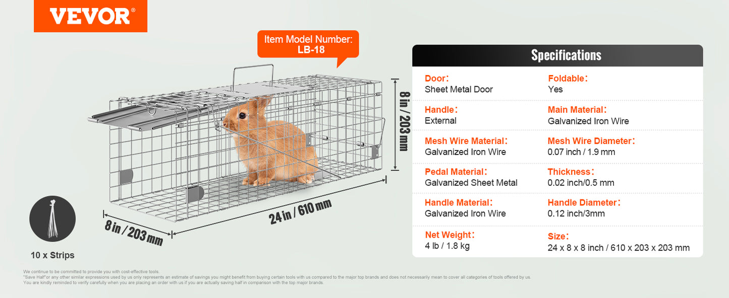 Cage Trap Humane Trap Galvanized Iron Folding