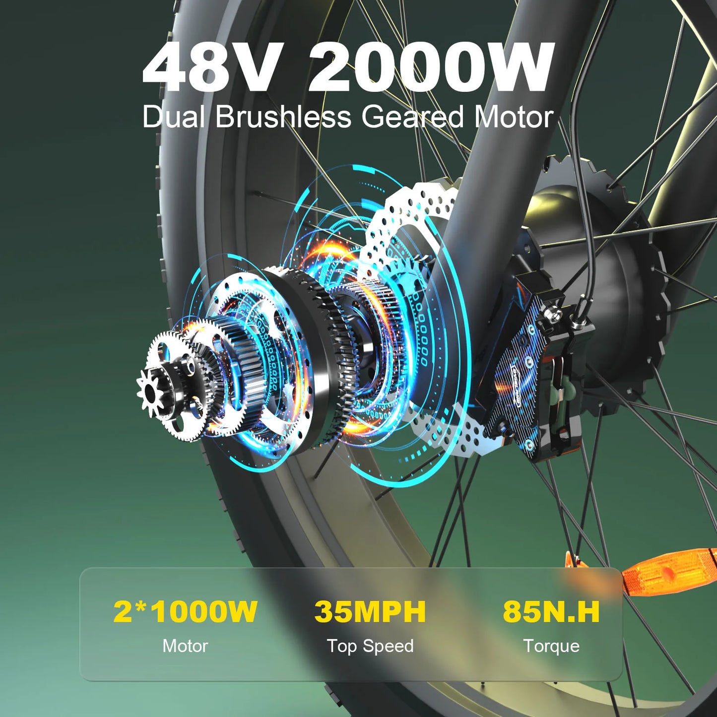 E-Bike Dual MotorAWD 2000W 60 Miles 35MPH