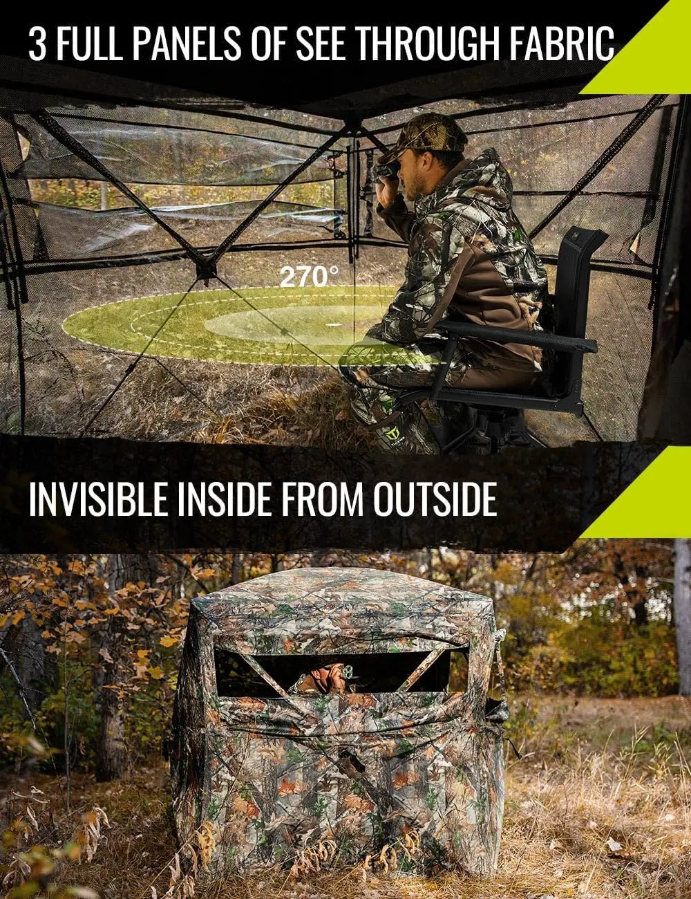 Hunting Blind See Through w/ Carrying Bag, 2-3 Person