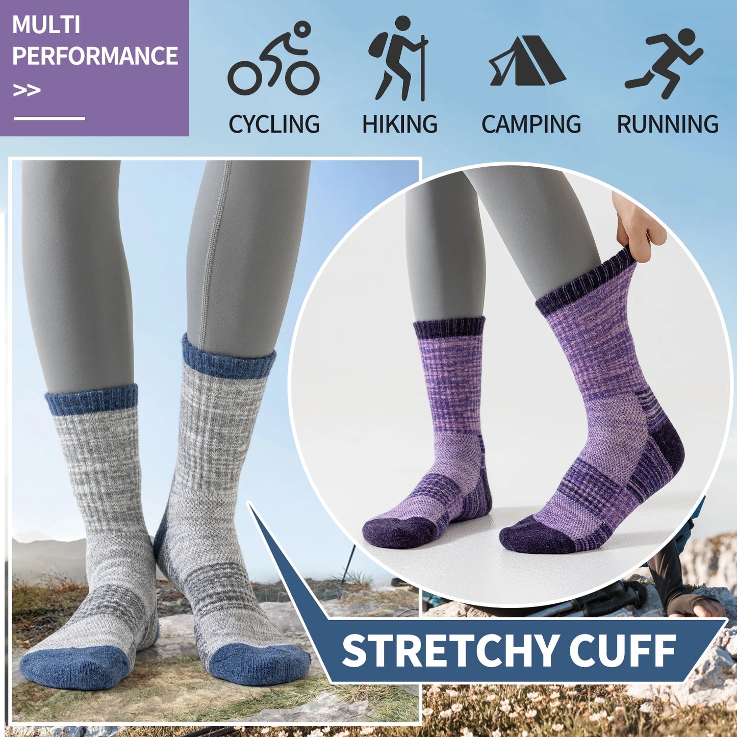 5 Pairs of Merino Wool Hiking Socks,