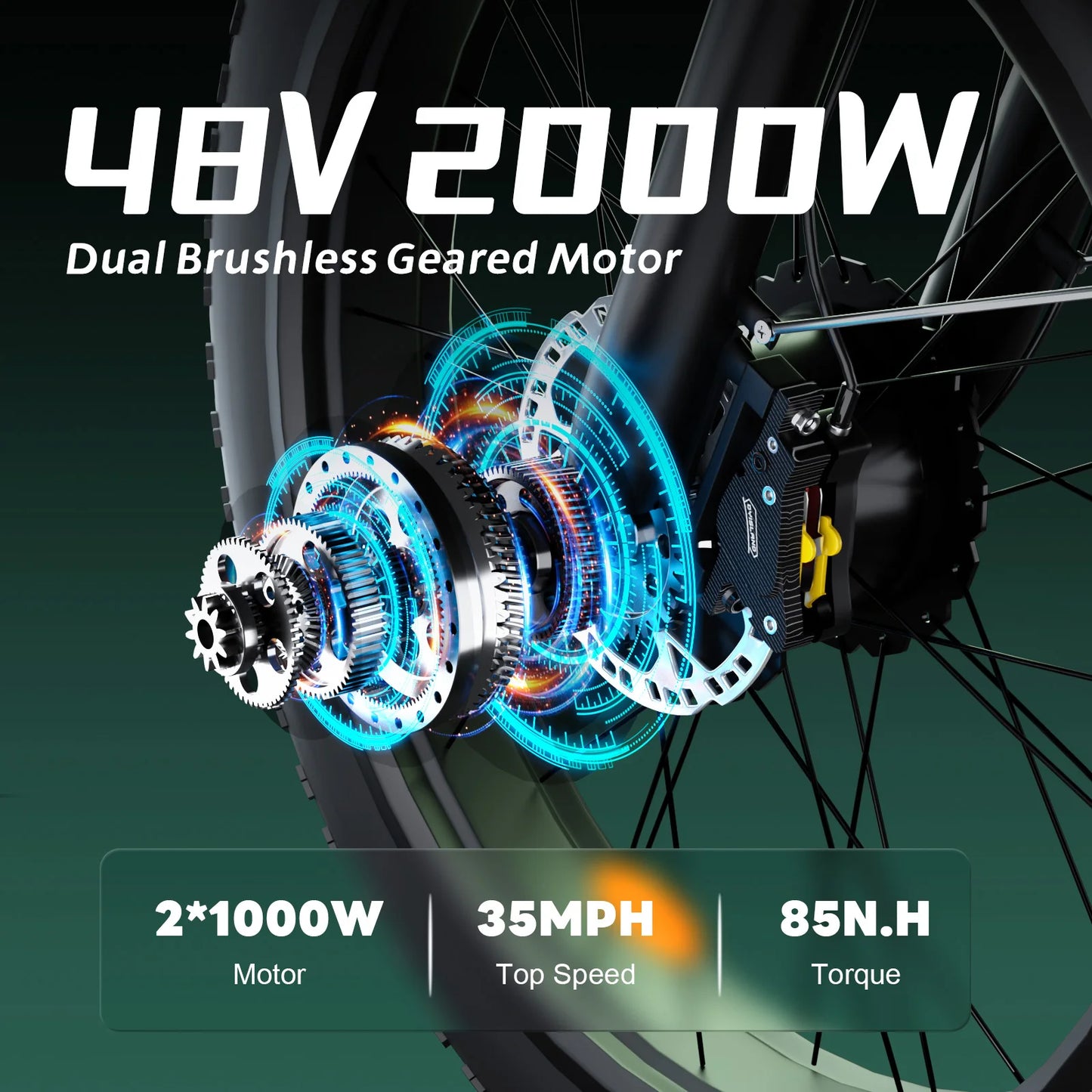 E-Bike Dual MotorAWD 2000W 60 Miles 35MPH