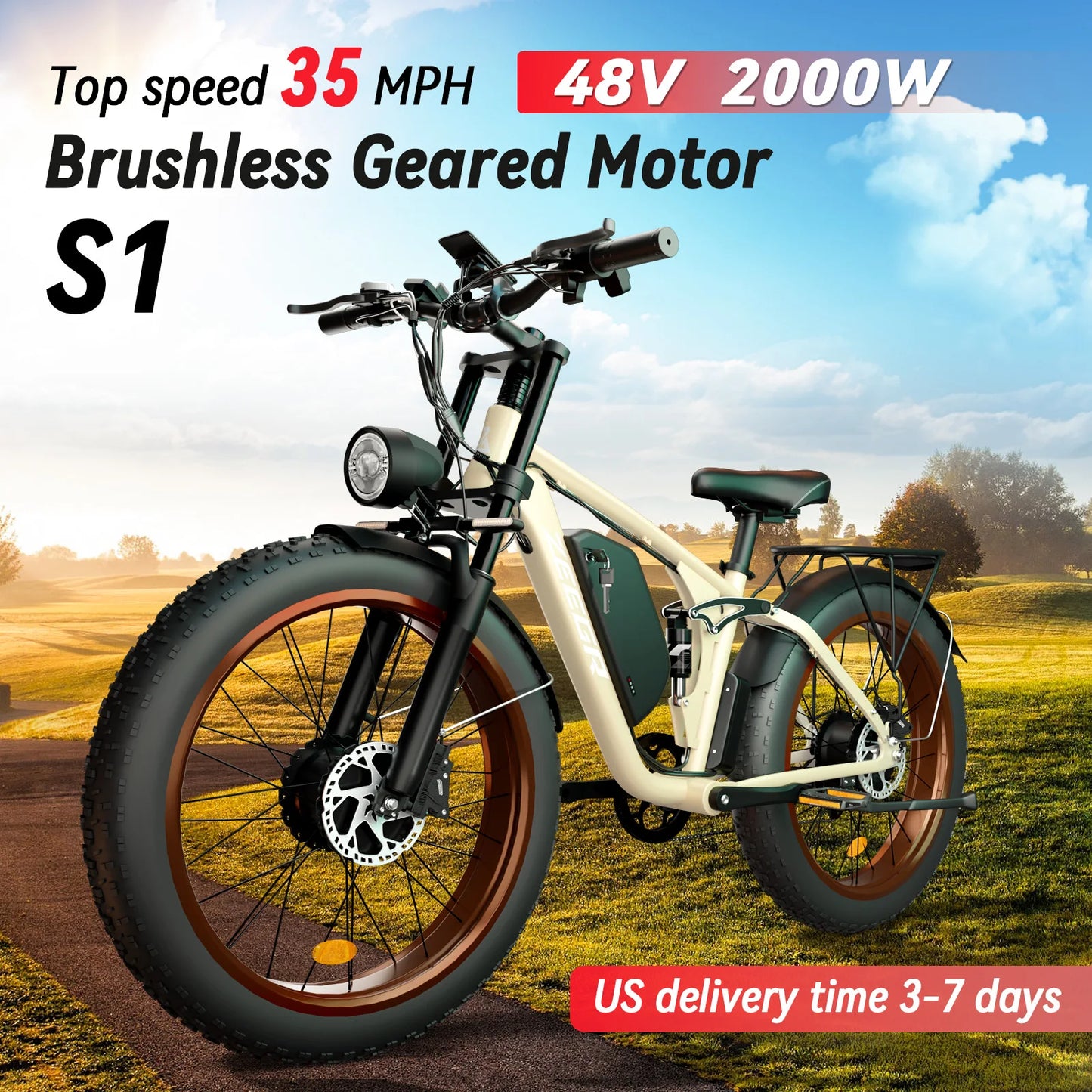 E-Bike Dual MotorAWD 2000W 60 Miles 35MPH