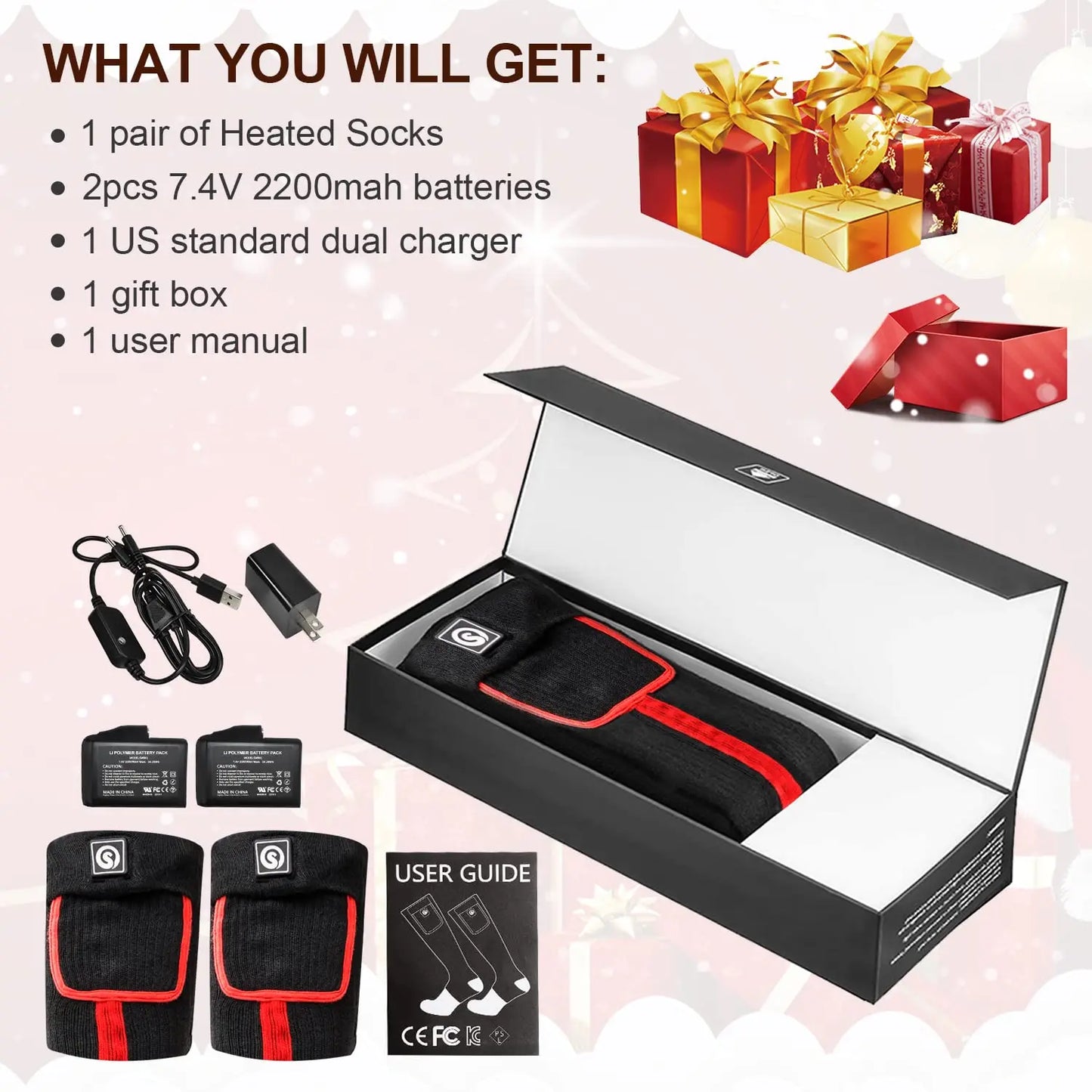 SNOW DEER Winter Heated Sock Rechargeable Battery