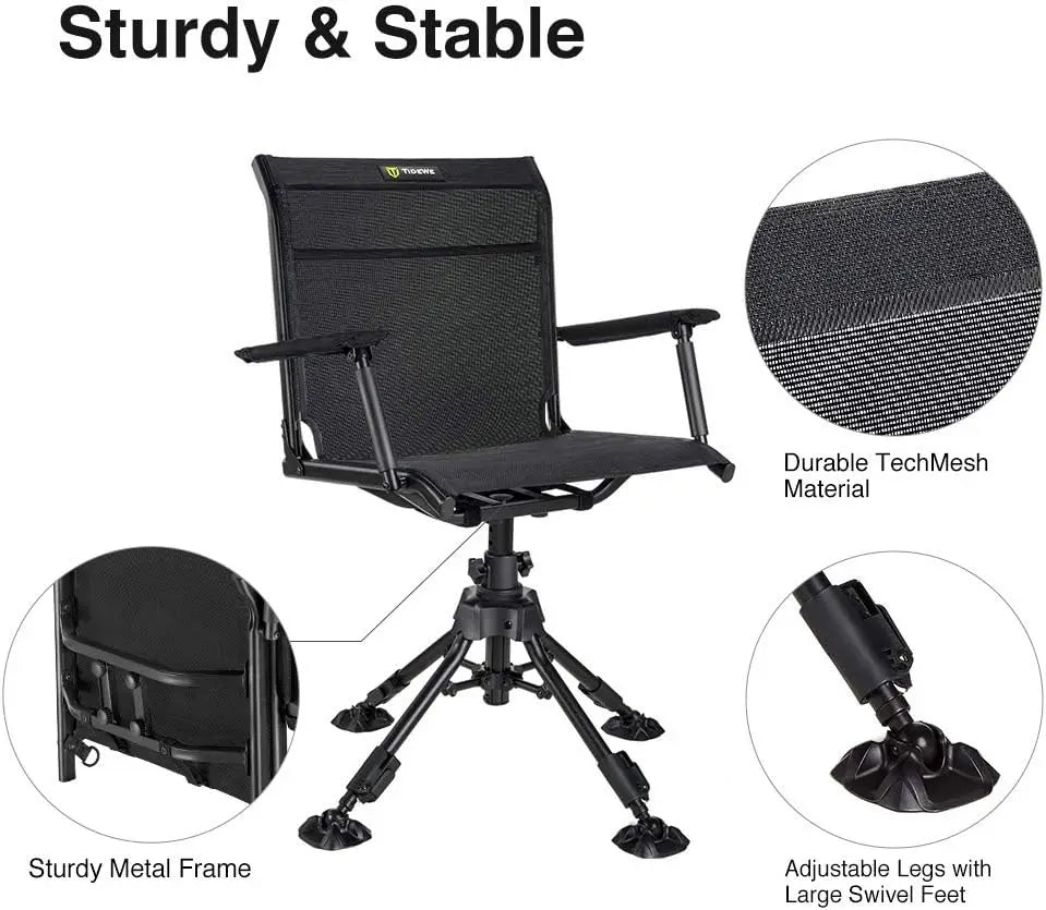 Silent Swivel Blind Folding Chair, 4 Legs Adjustable