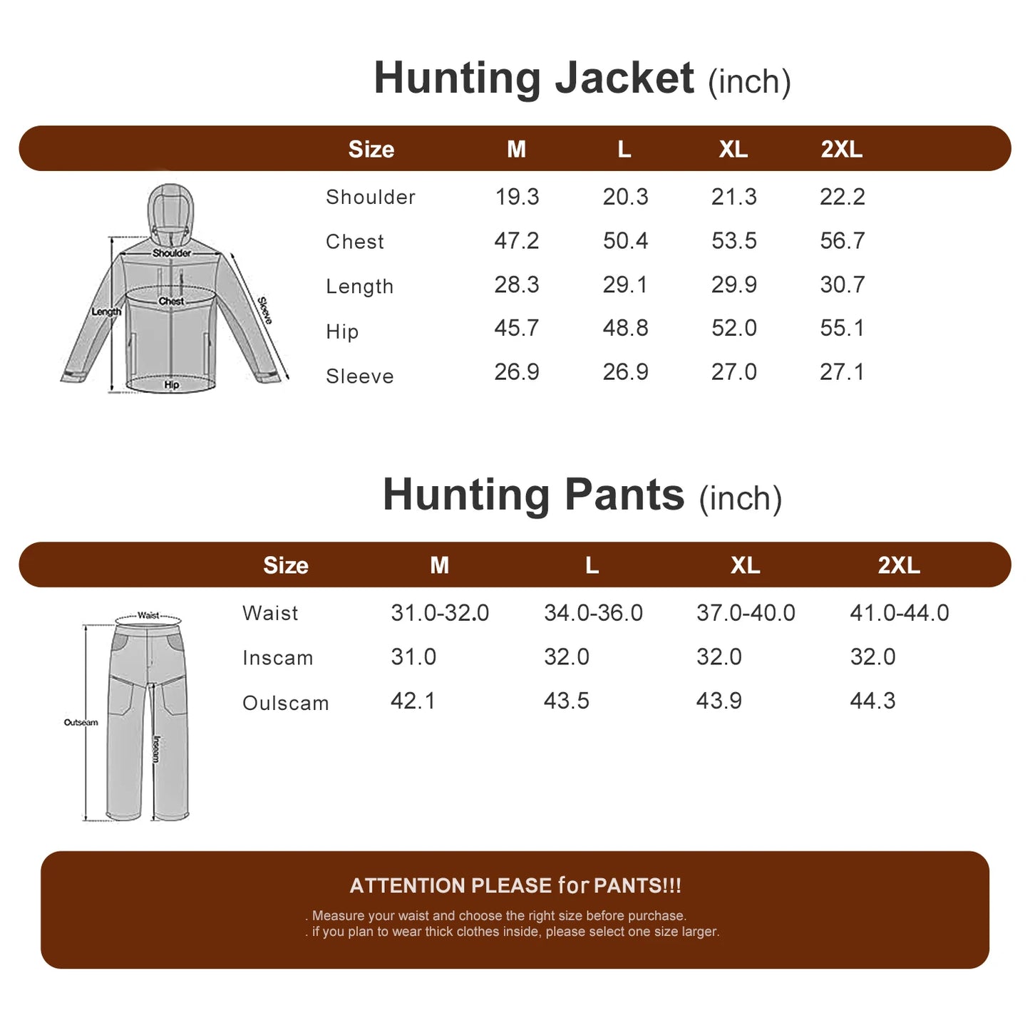 Multifunctional Hunting Clothes with Fleece Lining Safety Strap Compatible Water Resistant Silent Hunting Jacket and Pants