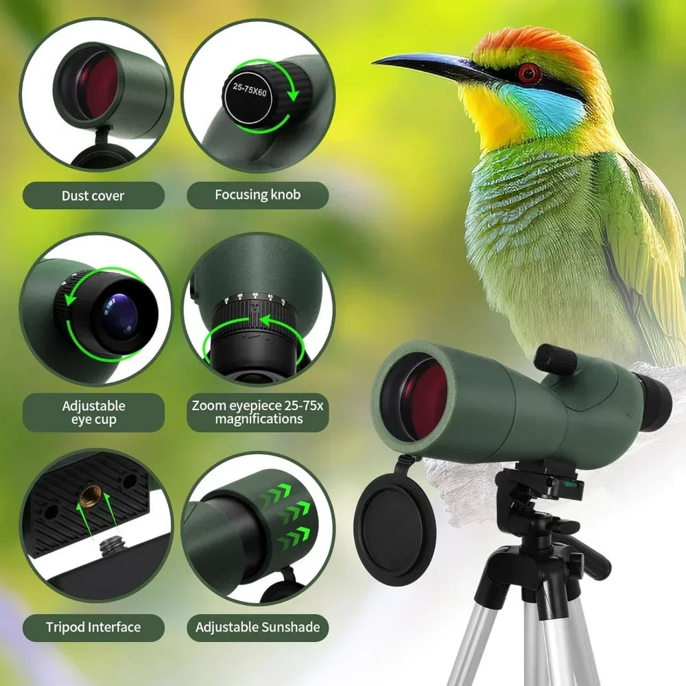 25-75X60 Spotting Scope withTripod, Spotting Scopes