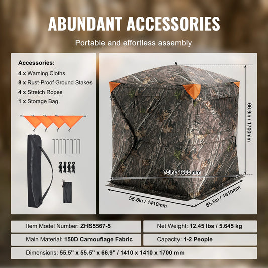 VEVOR Hunting Blind, 270° See Through Ground Blind Tent