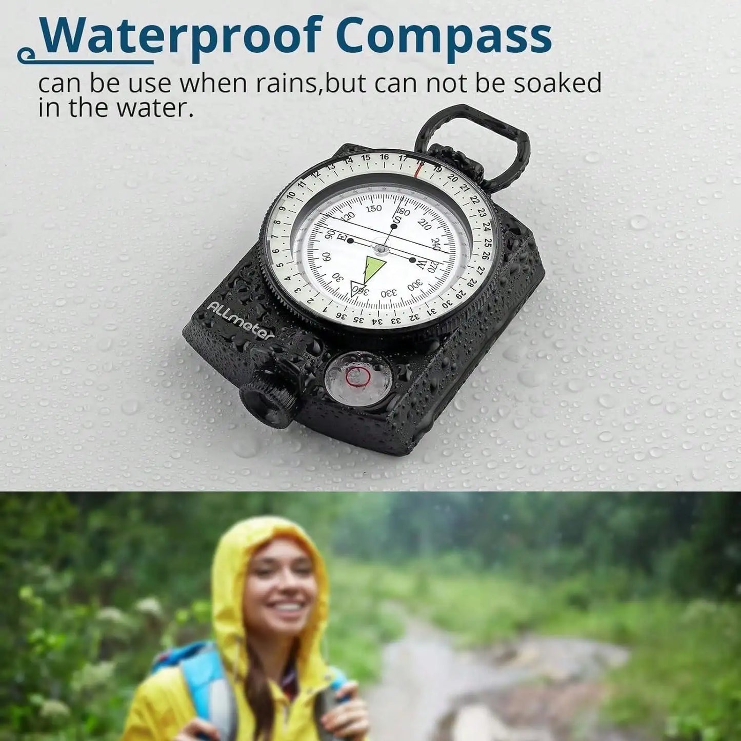 Compass Multifunction Waterproof Military Outdoor Handheld  Metal Sighting with Bubble Level for Hiking Camping Climbing Biking