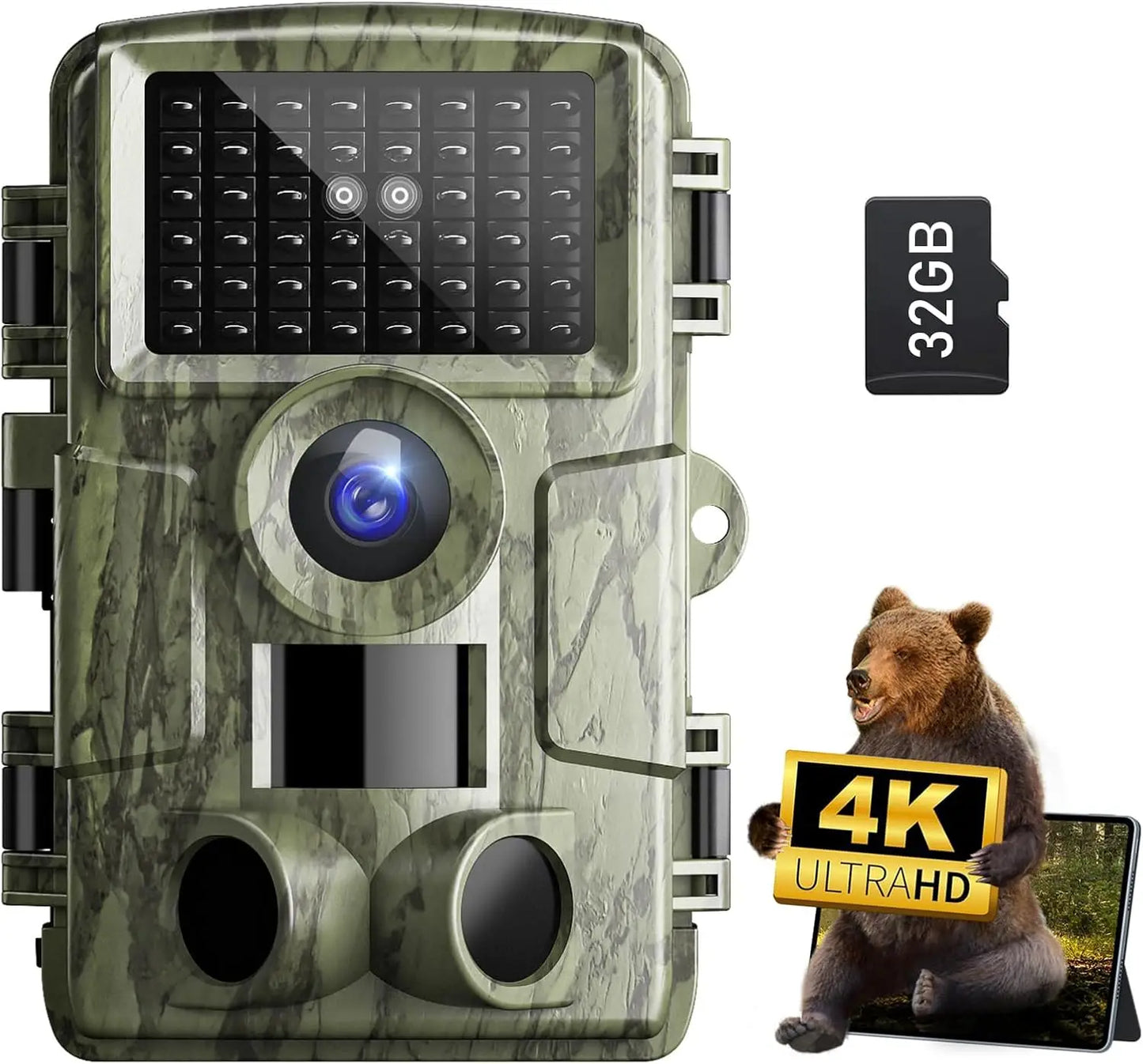 Night Vision 4K 48MP 130°Wide-Angle Game Camera Motion Activated Hunting Camera ，98ft IR Sensin