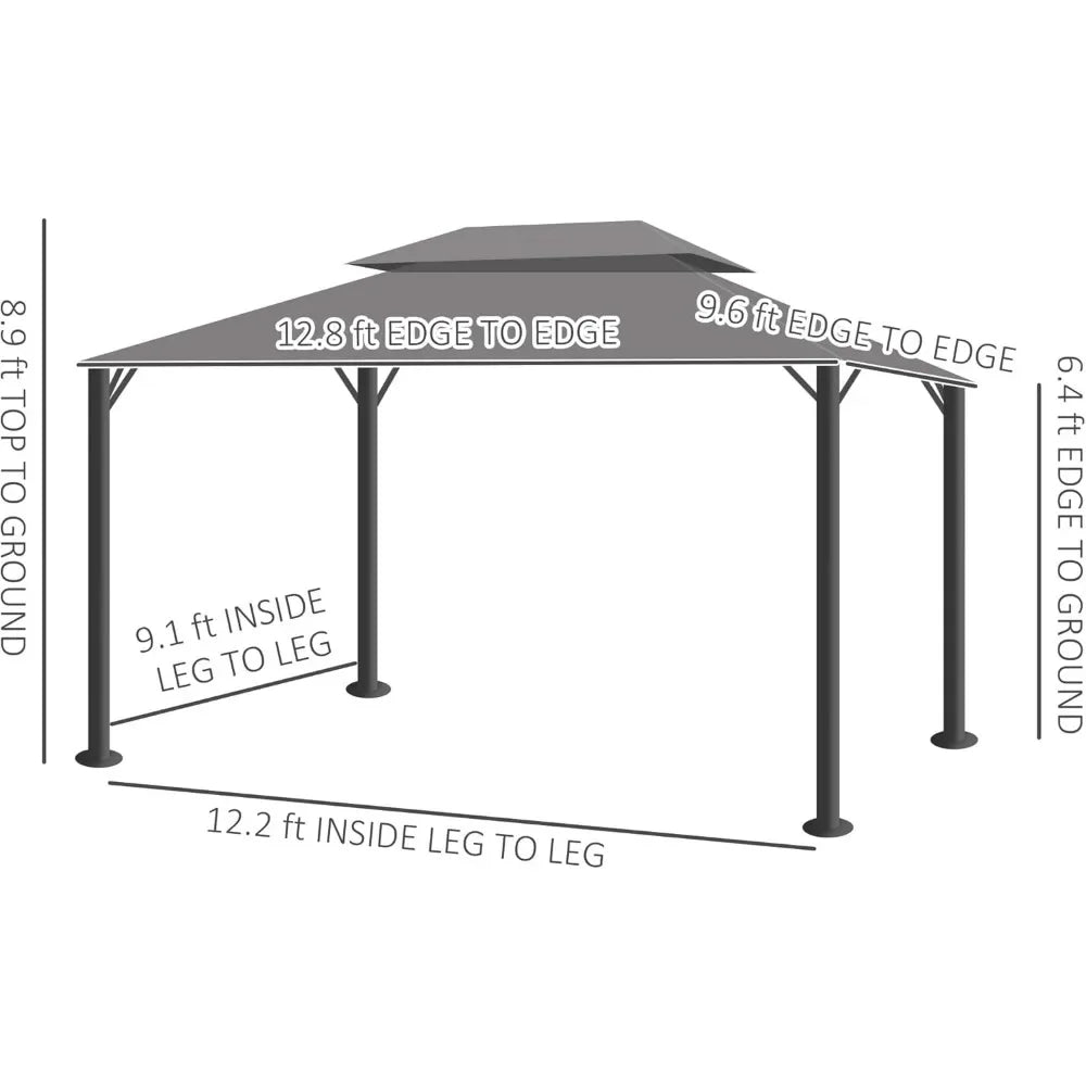 10' x 13' Patio Gazebo, Outdoor Gazebo Canopy Shelter with Netting and Curtains, Aluminum Frame for Garden, Backyard and Deck